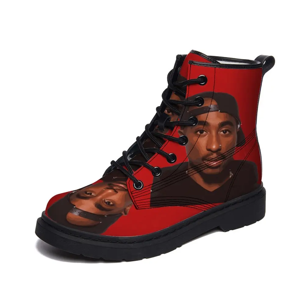 

Ботинки Tupac Rapper 2Pac для мужчин и женщин, дизайнерские Нескользящие водонепроницаемые ботинки «сделай сам» на низком каблуке, с круглым носком, большие размеры, зимние