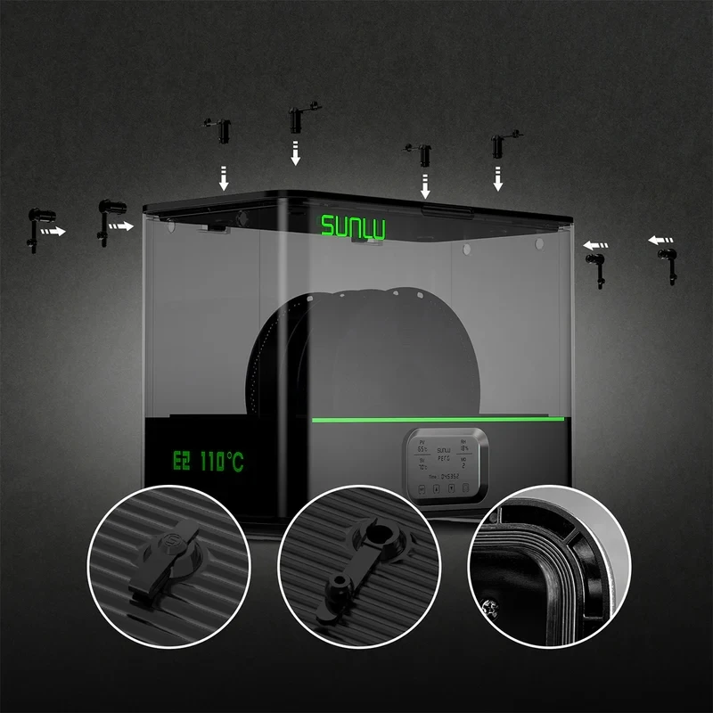 SUNLU E2 フィラメント ドライヤー ボックス SUNLU S4 FilaDryer E2