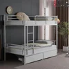 White Metal Bunk Bed Twin Over Twin with Storage Drawers Built-in Ladder Safety Guardrail Space Saving Solution Kids Room 1