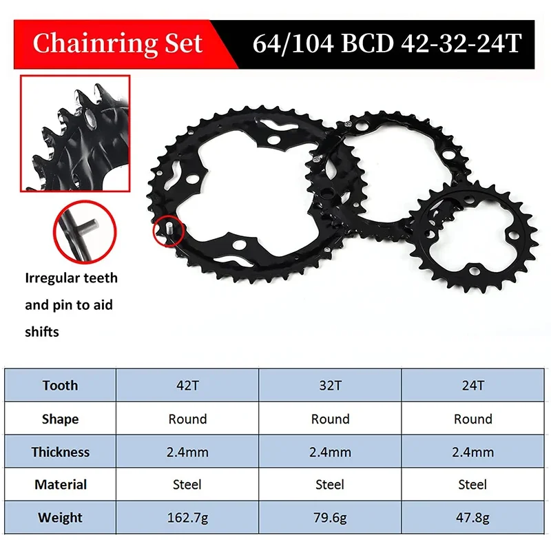BUCKLOS 104/64 BCD  üθ 22T 24T 26T 32T 38T 42T 44T MTB üθ 9S 10S   ü  ǰ