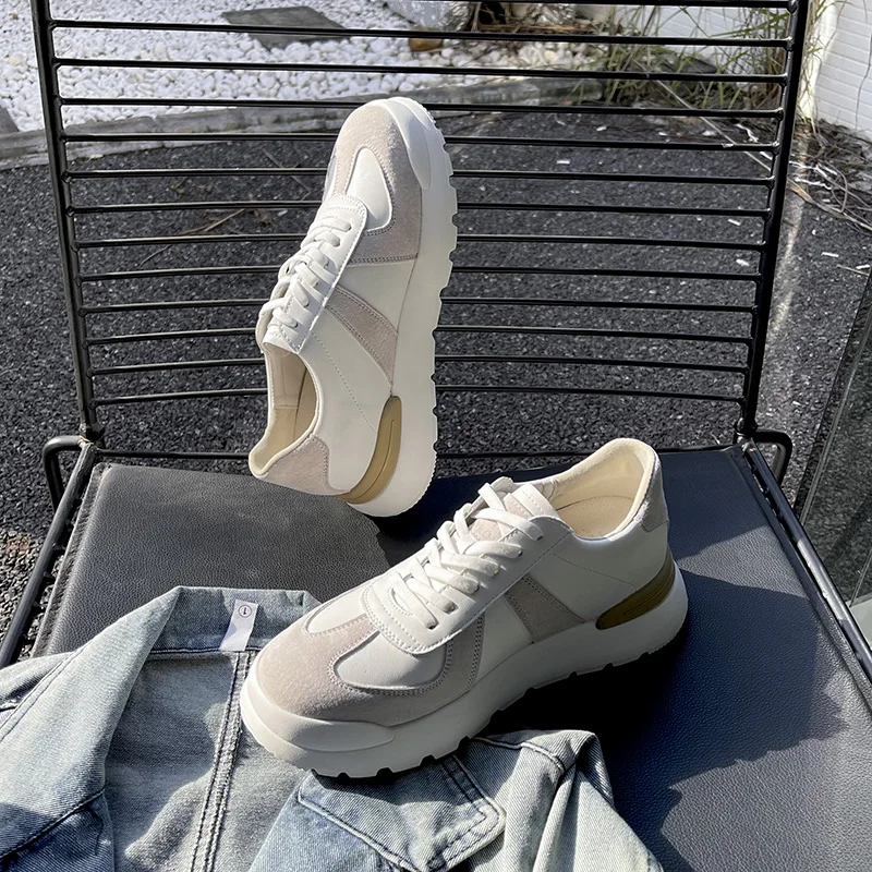 Baskets décontractées homme en cuir véritable pour extérieur_voghion.com