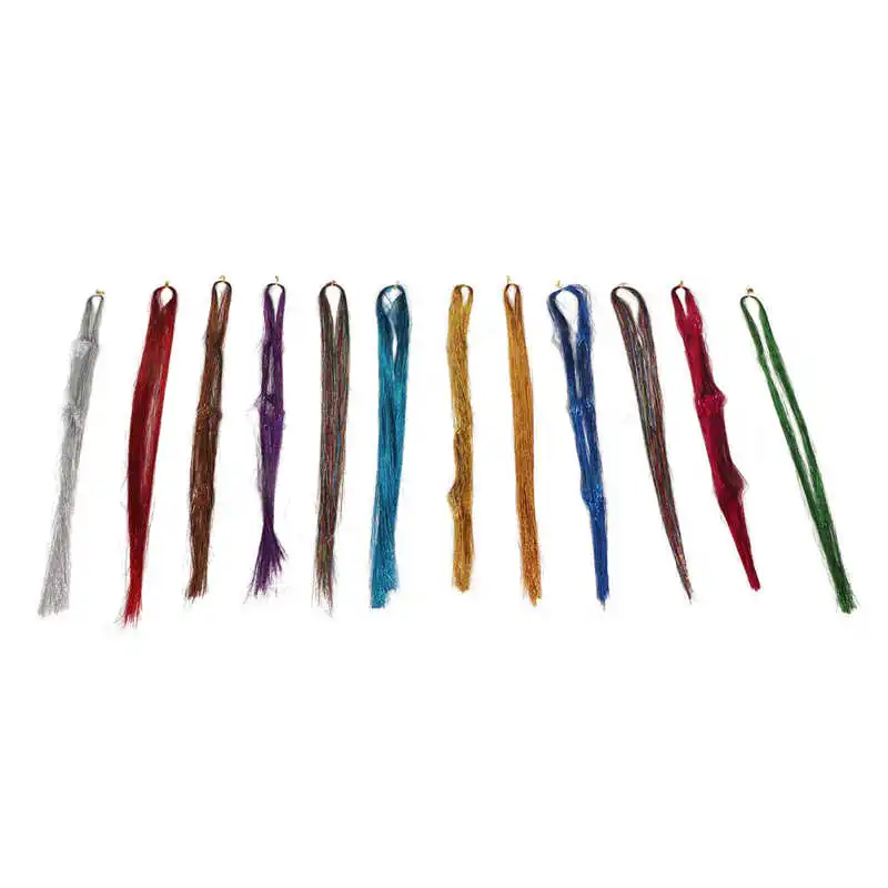 

Hair Strand Hair Tinsel Synthetic Shiny Glitter 12 Colors for Party for Lady