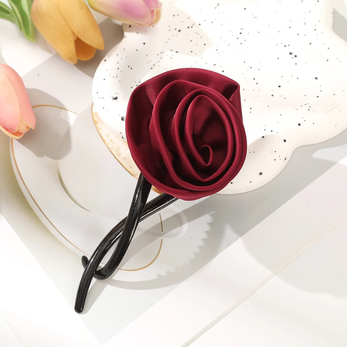 Rose Flower Twist Clip For Women Hawaii Romantic Wedding Hairpin Hair Clip Ladies Party Ponytail Headwear Hair Accessories