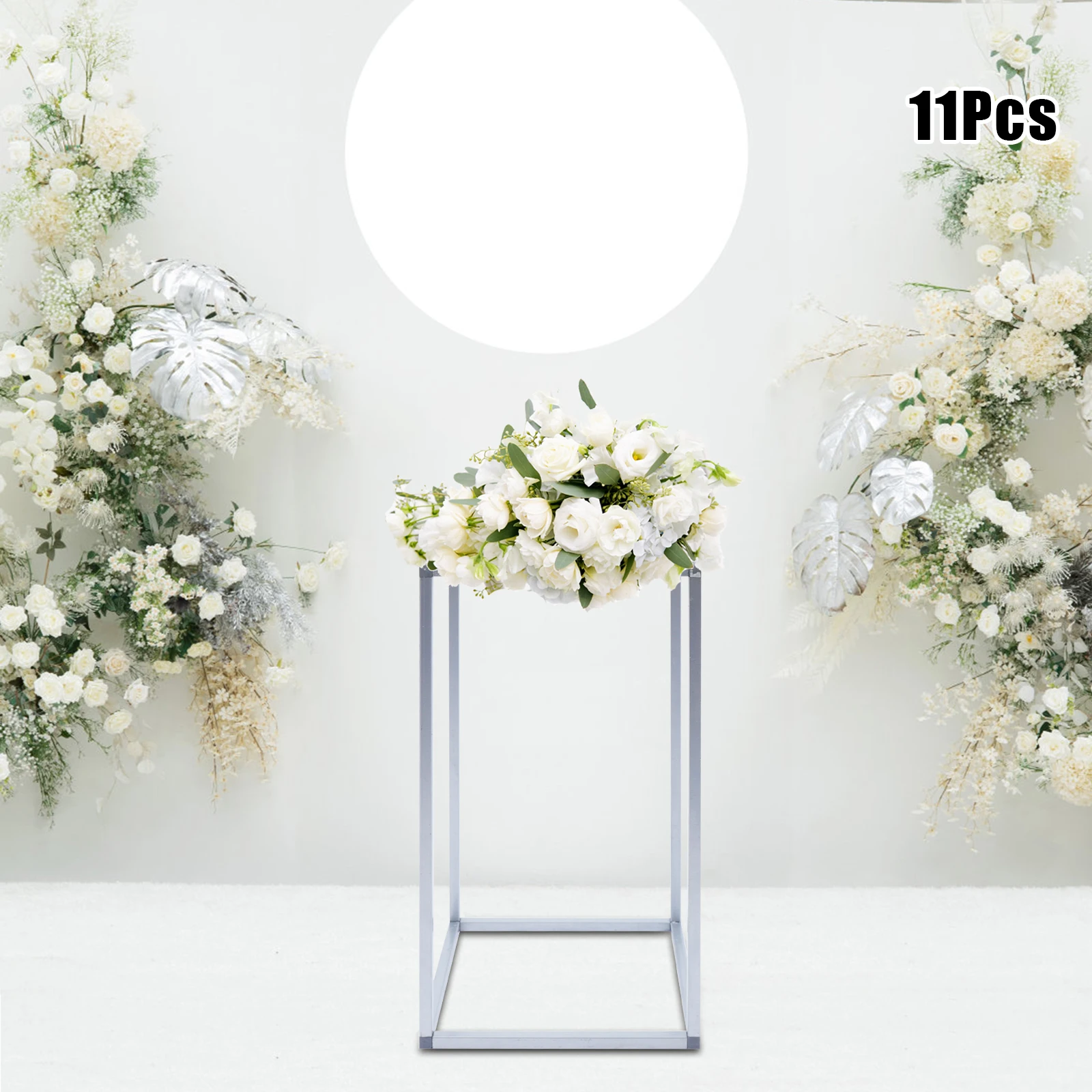 Modern 11Pcs Wedding Flower Stand Silver Floor Standing Flower Holder Racks Countertop Mount