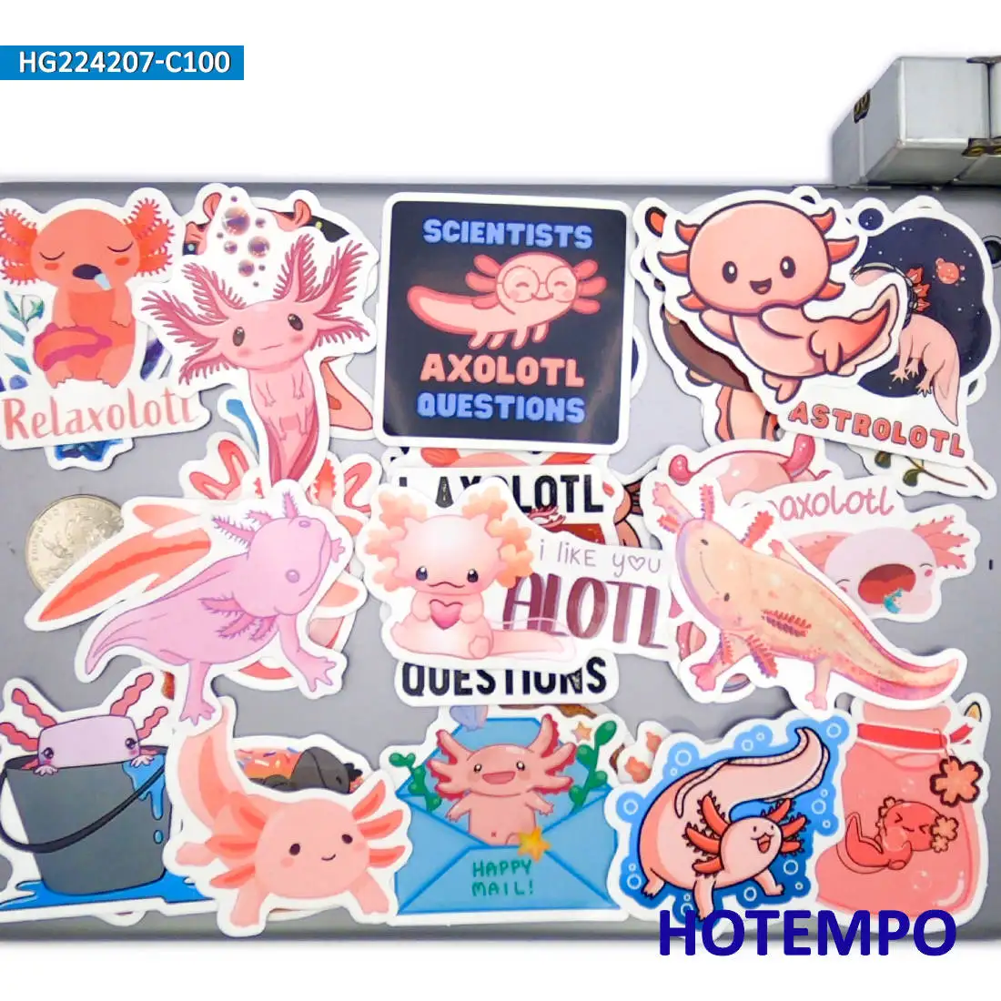 50/100 Stück, lustige Axolotl Aufkleber, Niedliches Cartoon-Muster, Tieraufkleber, für Sammelalbum, Notizbuch, Fahrrad, Auto, Laptop, Telefon, Gepäck, Skateboard, Gitarre, Aufkleber Spielzeug – Detail 10