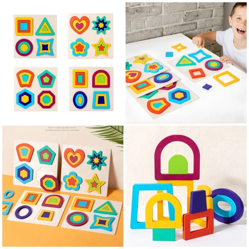 

Toddlers Travel Toy Wooden Rainbow Puzzle for Fine Motor Skill Exercise Learning