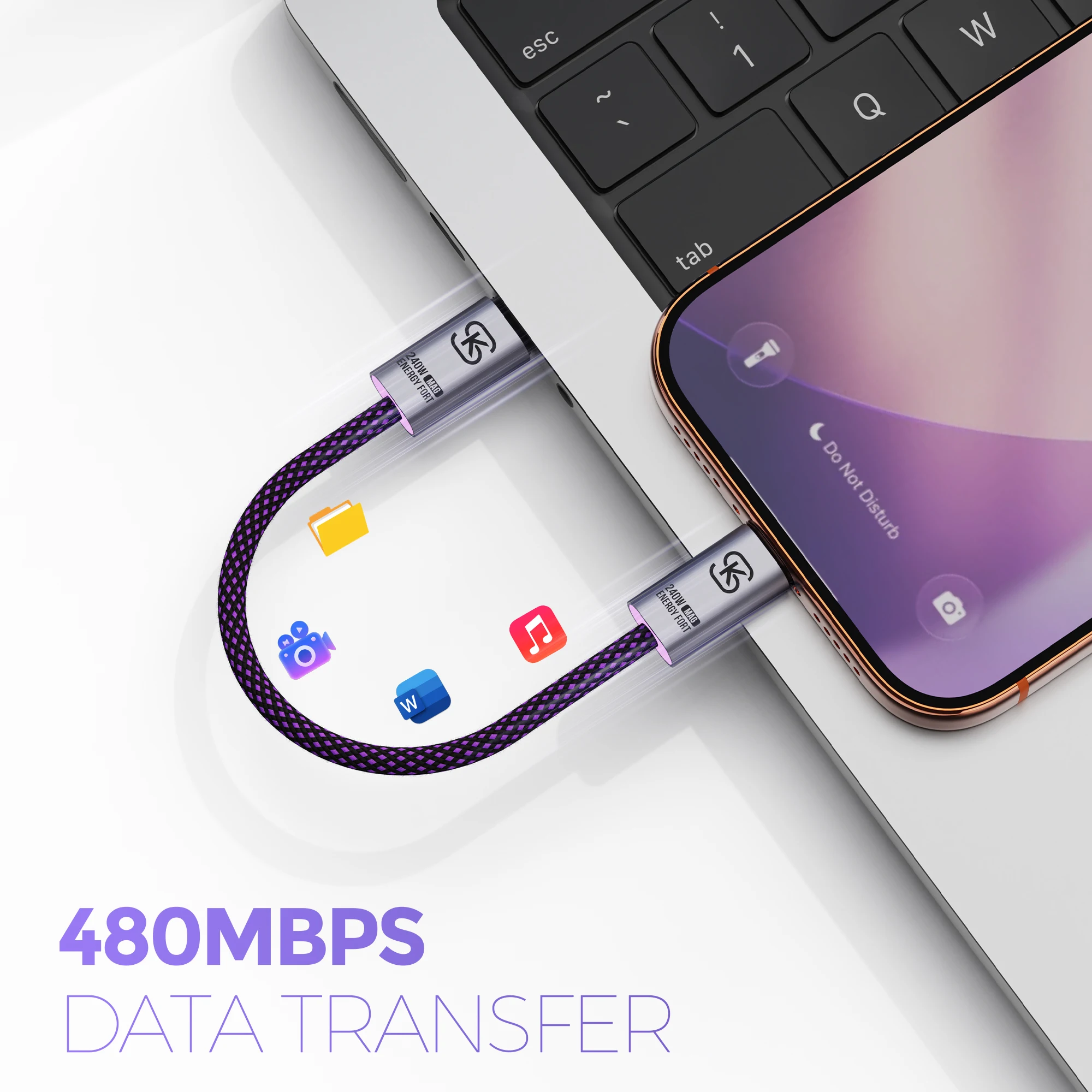 마그네틱 USB C 케이블 240W 고속 충전 타입 C 케이블 480Mbps 데이터 전송 짧은 파워뱅크 케이블 아이폰 17 삼성 화웨이용