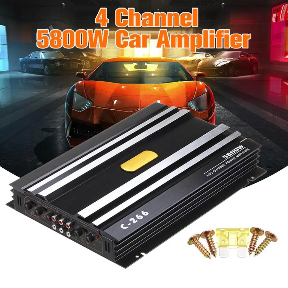12V Car Audio Power Amplifier 4 Channel 5800Watt Cars Amplifer Auto