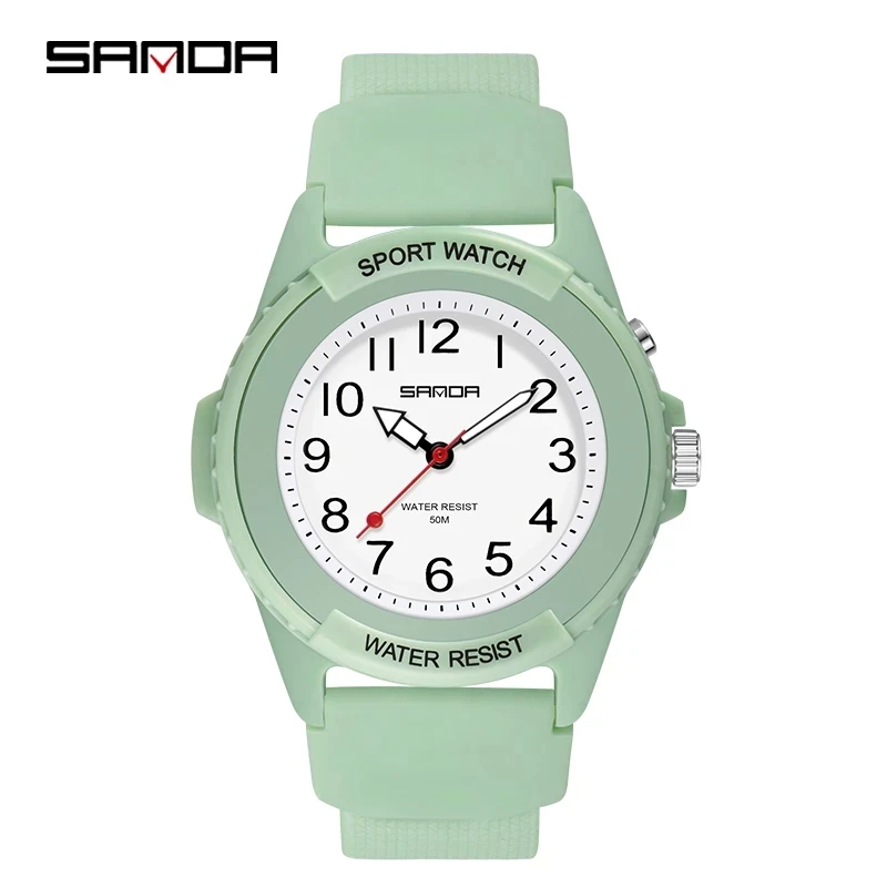 

SANDA Women Watch Sports Watch Quartz 50M Waterproof Blue Silicone Strap Luminous Dial Fashion Womens Watches Reloj Mujer 6018