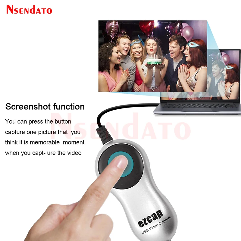 Ezcap USB2.0 HD Video Capture TV DVD VHS DVR Adapter Recorder Grabber Converter Analog Video Audio to Digital for Windows 10 8 7