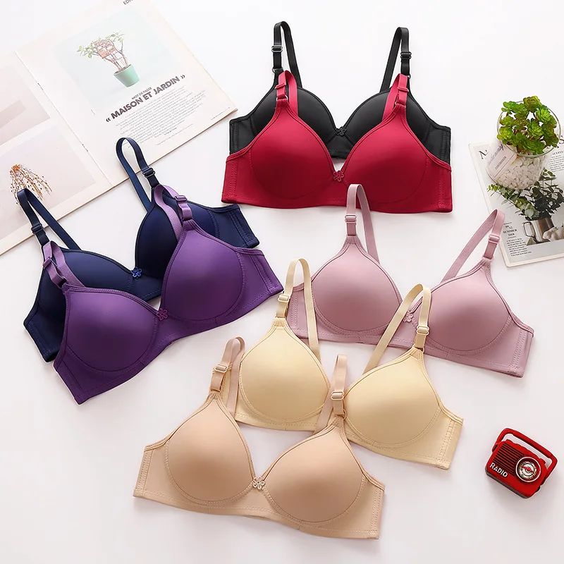

A Cup Solid Color Ladies Sexy Bra Middle-aged And Elderly Small Cups No Steel Ring Underwear Mom Bralette For Women Ropa Mujer