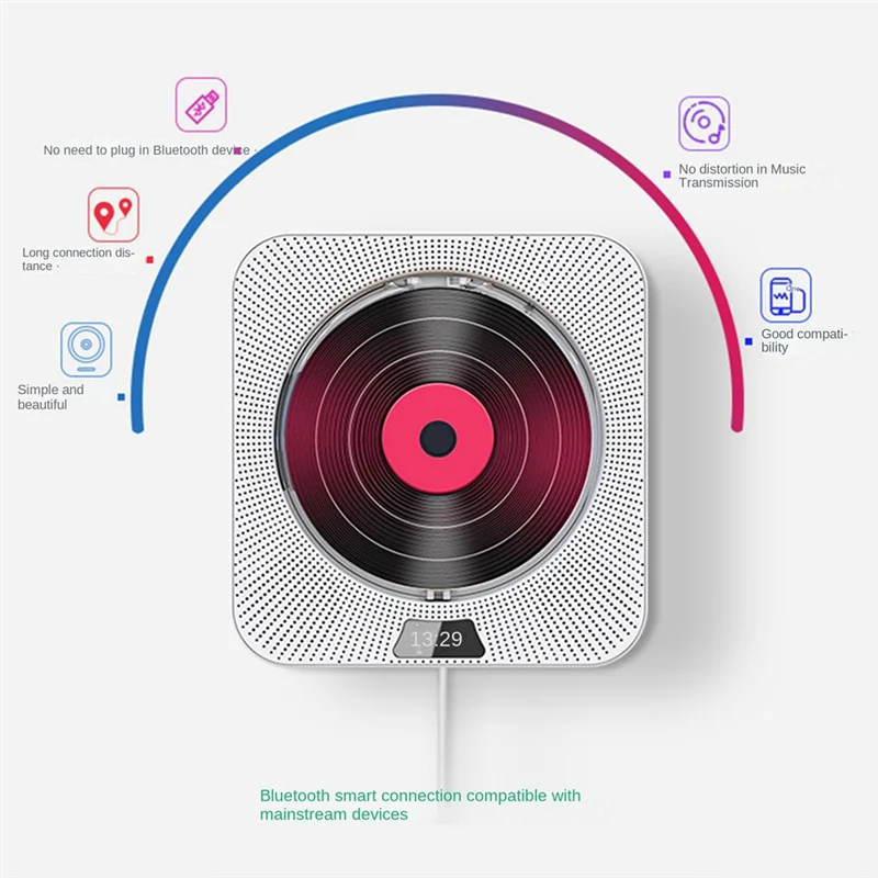 휴대용 CD 플레이어 블루투스 CD 스피커, 디지털 디스플레이 스테레오 스피커, 벽 마운트 음악 플레이어, 학생 영국 플러그