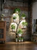 Metal Plant Rack Premium 8-Tier Adjustable Indoor Stand with Grow Lights & Wooden Shelves