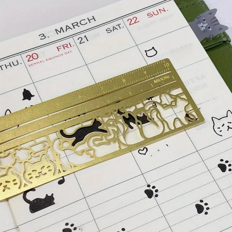 Cat-Shaped Template Ruler 2pcs/1pc Cute Double-Sided Bookmark Precision Stationery For Diaries Planners & Note-Taking