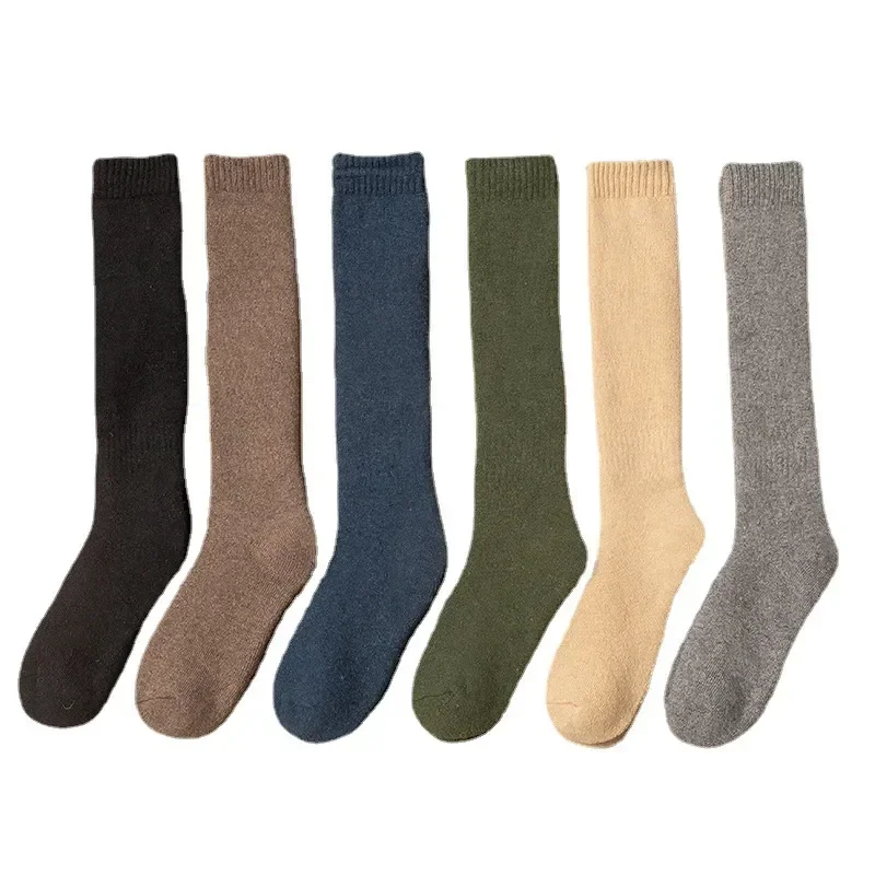 

Compression Knee Thermal Long Comfortable Sock Plush Wool Solid Women Harajuku Winter Thick Men's Hight Stocking Warm Socks Soft