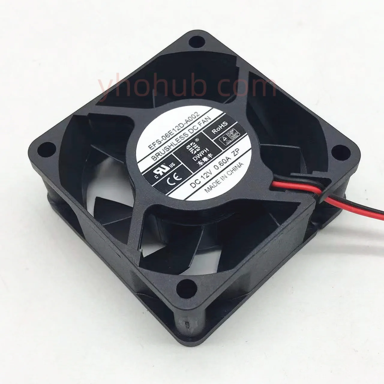 

DWPH EFS-06E12D-A002 DC 12V 0.60A 60x60x25mm 2-Wire Server Cooling Fan