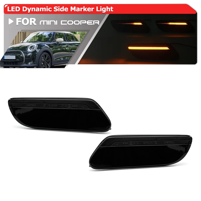 

Smoked For Mini Cooper F55 F56 F57 LCI2 2022+ Dynamic Fender Led Side Marker Blinkers Turn Signal Scuttle Decoration Lamps