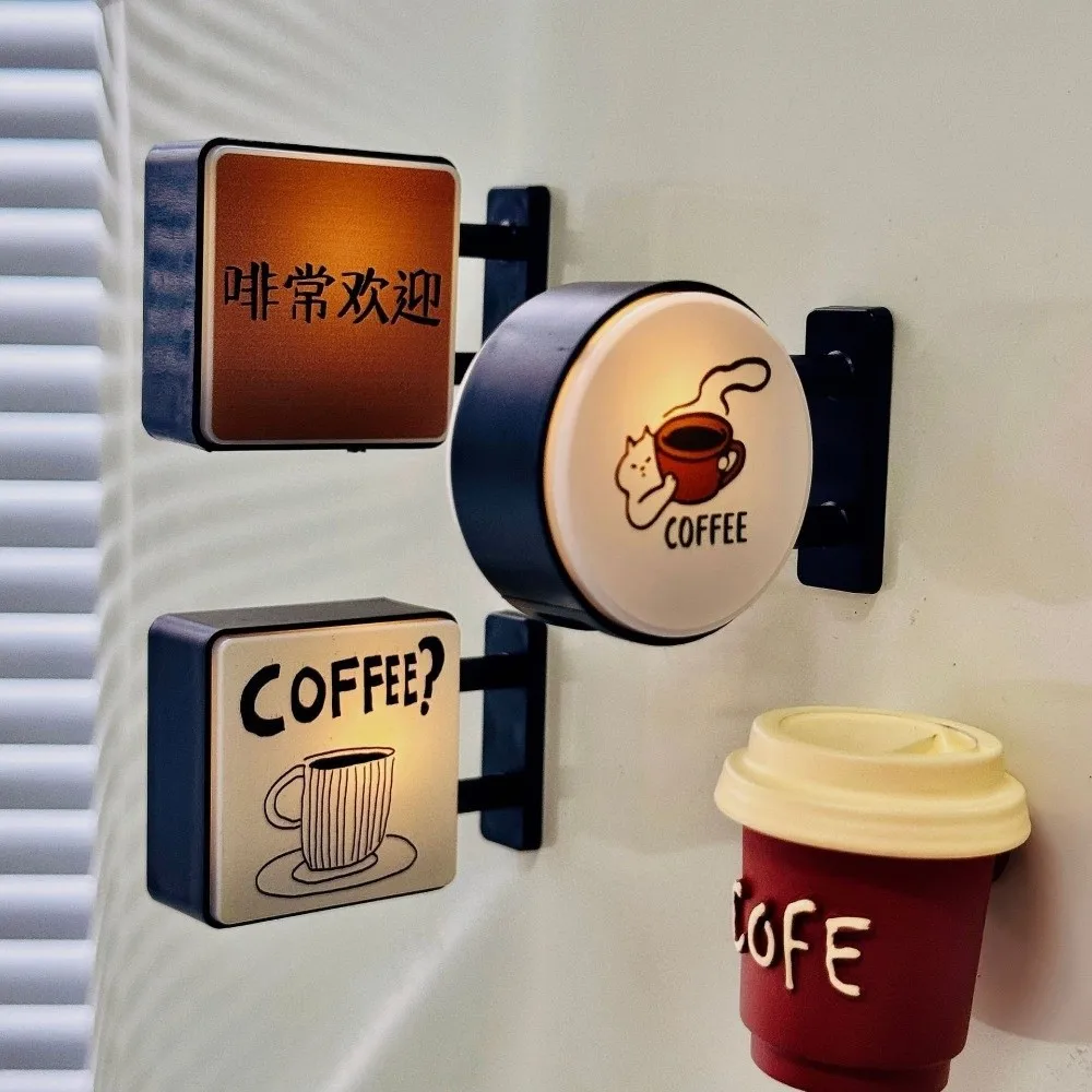Illuminated coffee corner sign, refrigerator magnet, LED ambient lighting, magnetic glow-in-the-dark refrigerator decoration