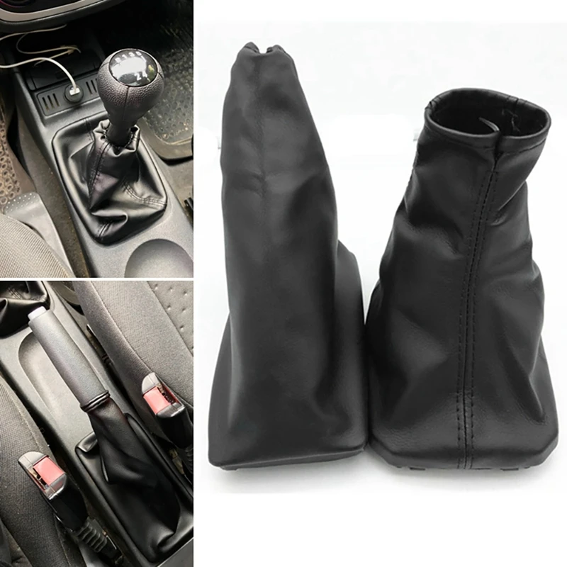 Car Shift Boot Shift Dust Cover Leather Gear Shift Cover With Handbrake