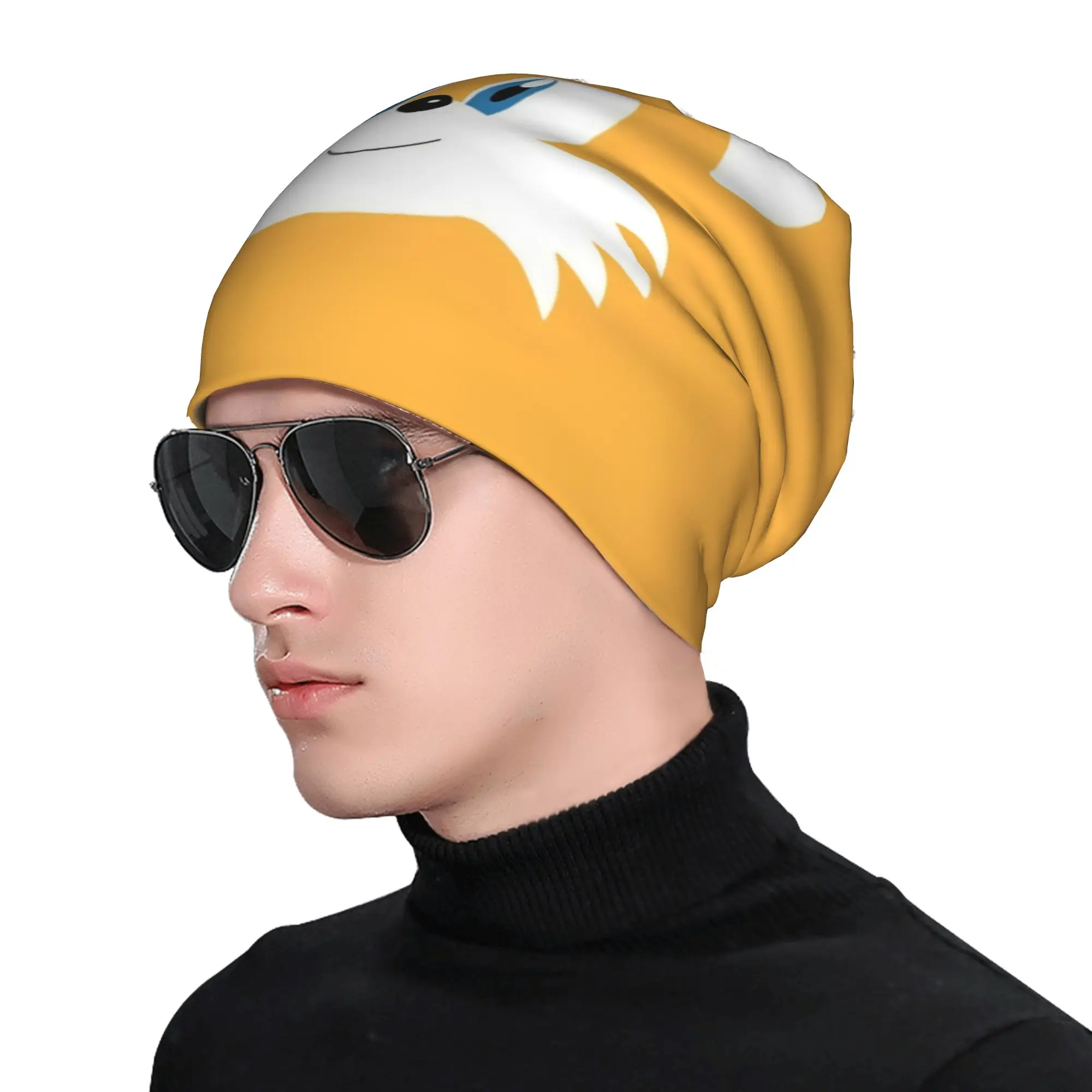 Miles Tails Prower Yellow Hedgehogs Skullies Beanies Hat Games Goth Männer Frauen Outdoor Caps Warme Mützen mit doppeltem Verwendungszweck – Detail 1