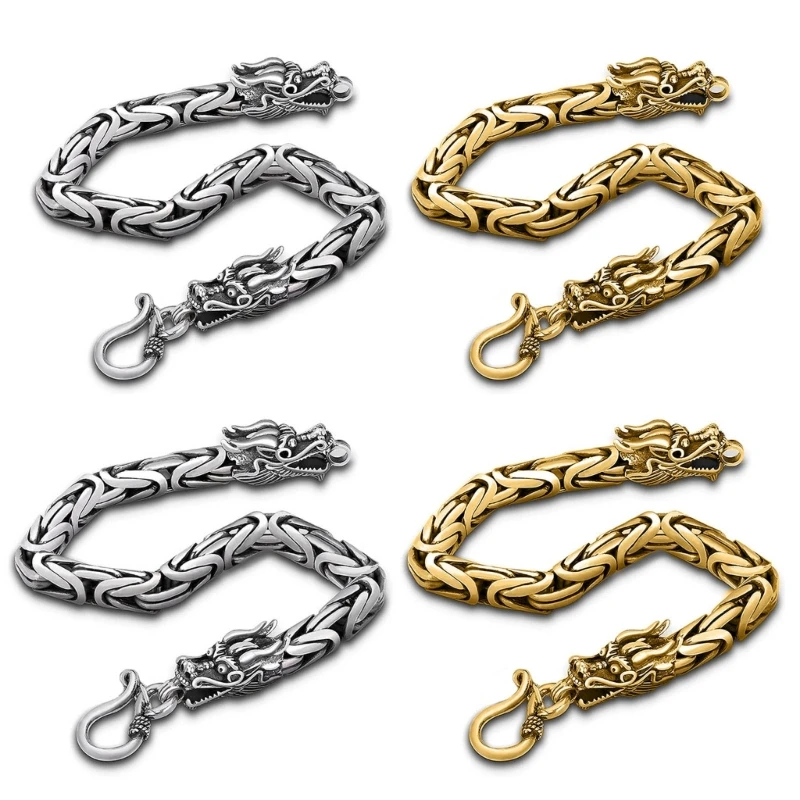 

Fashionable Dragons Bone Bracelet Adjustable Zodiacs Animal Sign Wrist Chain Double Dragon Head Bangle Versatile Jewelry