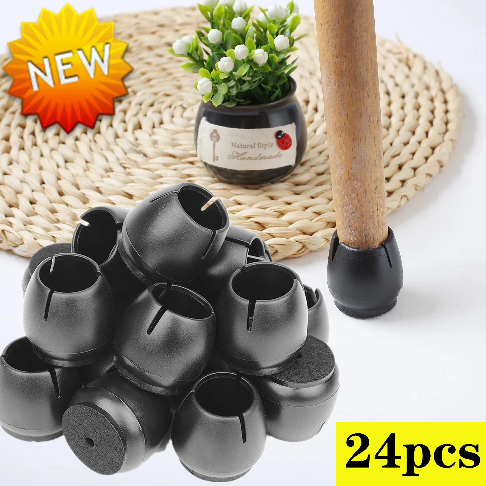 24pcs black furniture legs Feet Pad Silicon Floor Protector For Decor chair leg caps Anti-slip Table Leg wood Floor Protection