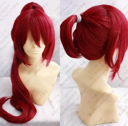 

Wholesale HOT! Puella Magi Madoka Magica Kyoko Sakura Long red Cosplay Wig clip ponytail #