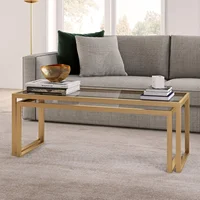 Rectangular Nested Coffee Table in Brass, Modern coffee tables for living room, studio apartment essentials 2