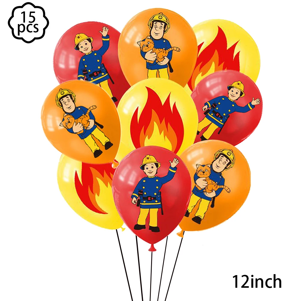 Feuerwehrmann Sam Party Ballons Tortendekoration Banner Feuerwehrauto Feuerwehrmann Sam Luftballons Feuerwehrmann Sam Themen-Geburtstagsparty Dekoration – Detail 3