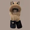Winter new Firefox ears warm furry skiing scarf gloves one-piece hat children 5