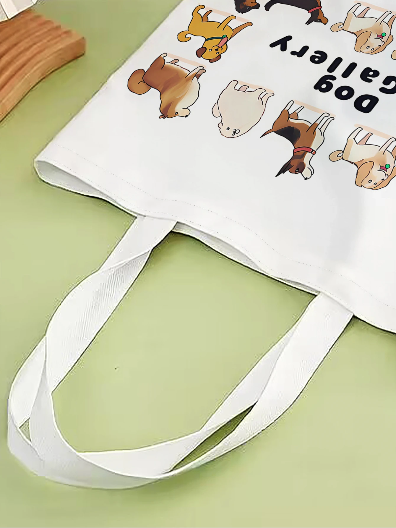 1pc,cartoon dog pattern handbag, reusable fashionable handbag, multifunctional handbag, printed canvas shopping bag