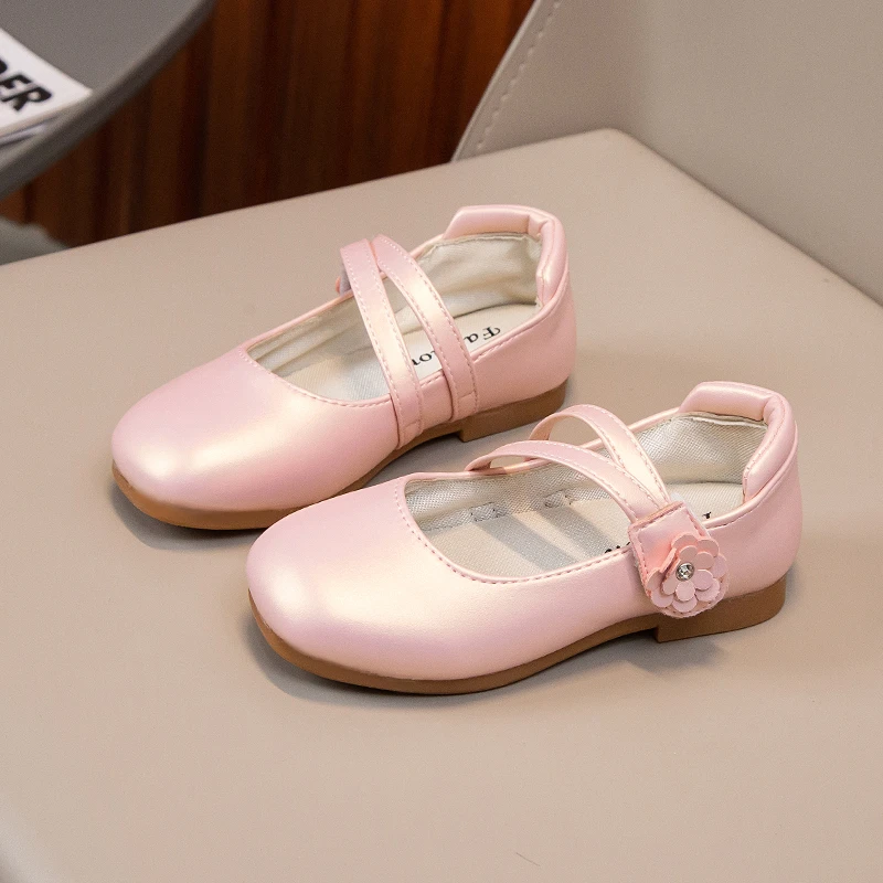 Kids Flats Kids Shoes Princess Girls Shoes Kids Leather Shoes For Medium Big Girl Children Casual Flats Floral Flowers For Wedding Birthday