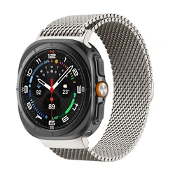 Thick Milanese Loop Stainless Steel Magnetic Smart Watch Bracelet Strap - Galaxy watch Ultra (Thick Titanium)