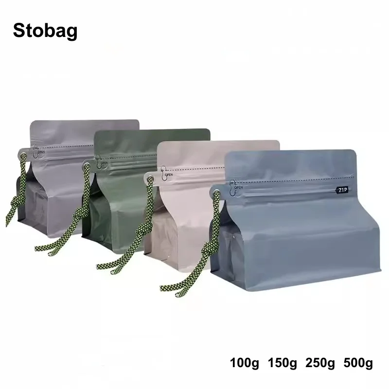 

StoBag 20pcs Coffee Beans Packaging Bag No Valve Sealed Ziplock Aluminum Foil for Powder Food Nuts Storage Reusable Pouches