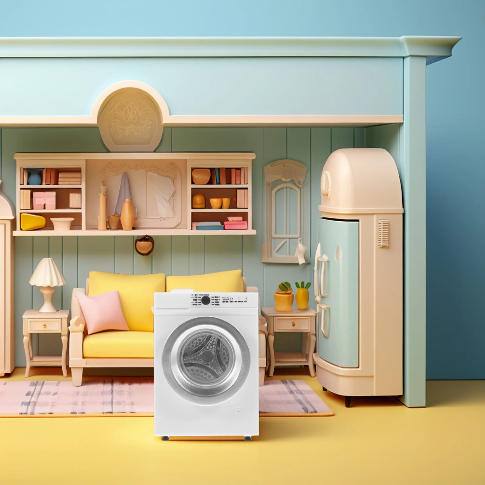 Mini House Layout Prop Miniature Washing Machine Model Dollhouse DIY Toy Portable 6