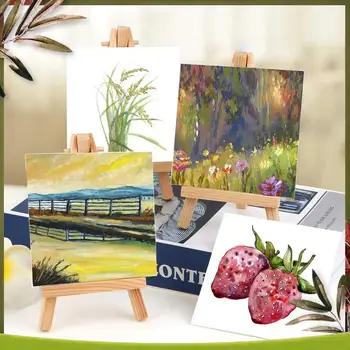 New-120Pcs Mini Canvas Drawing Board With Easel, Painting Canvas Panel, Suitable For Art Painting Party Supplies 1