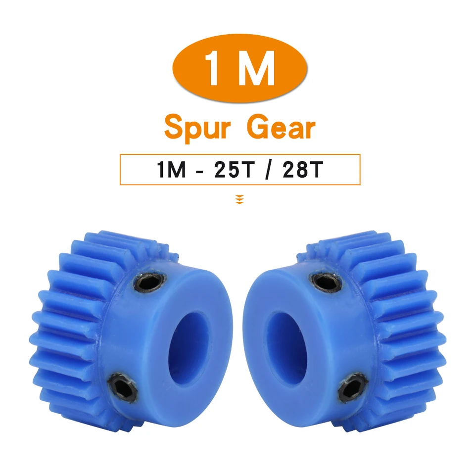 ZMZYELPECB Nylon tandwielen 1M-22T/24T Tandhoogte 10 mm Tandsteek 3,14 mm Motortandwiel Binnenboring 5/6/6,35/7/8/10/12 mm Transmissieonderdelen(5 mm, 22 Teeth
