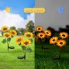 1/3 Head LED Solar Simulation Sunflower Lights Garden Yard Lawn Night Lights Landscape Lamp Home Decoration Flower Light 3