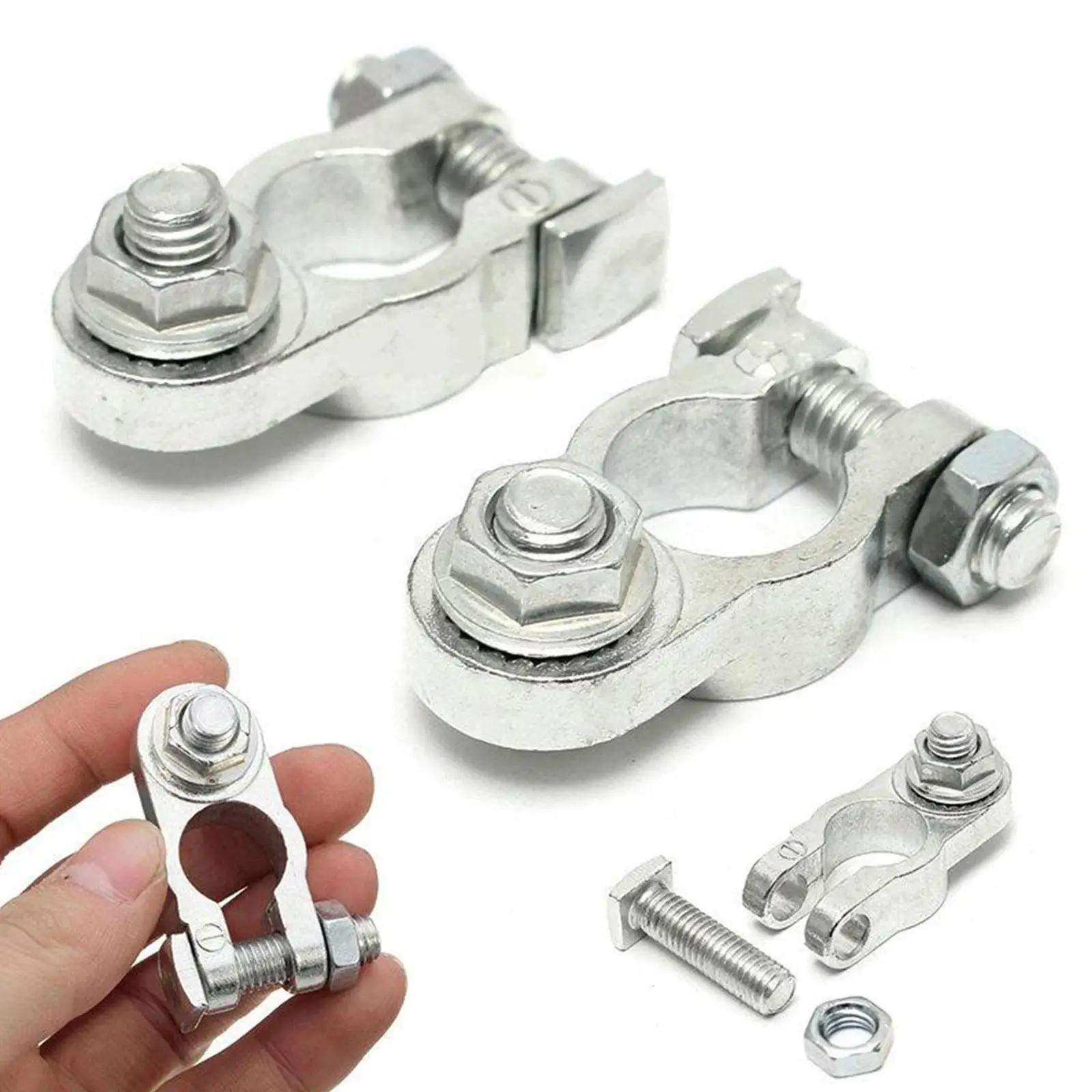 1pair Car Battery Terminal Clamps Adjustable Conductive Caps Heavy Duty