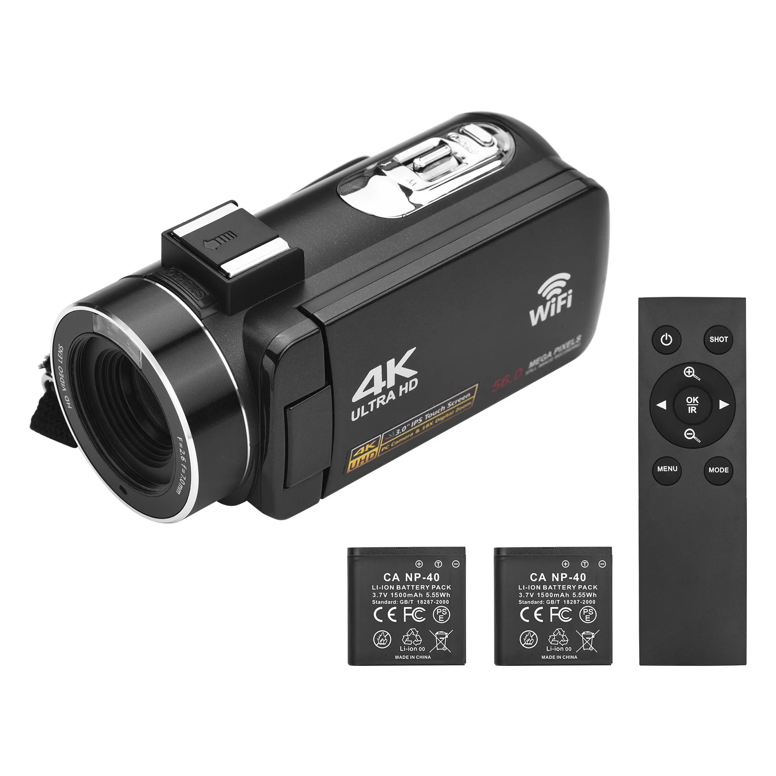 Videocamera digitale 4K videocamera WiFi videoregistratore DV 56MP Zoom  digitale 18X supporta il rilevamento del viso visione notturna IR  anti-vibrazione - AliExpress