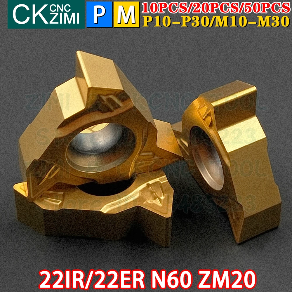 22IR N60 ZM20 22ER N60 ZM20 Carbide Inserts Internal External Thread Threaded Turning Inserts Tools CNC Metal Lathe Cutter Tools