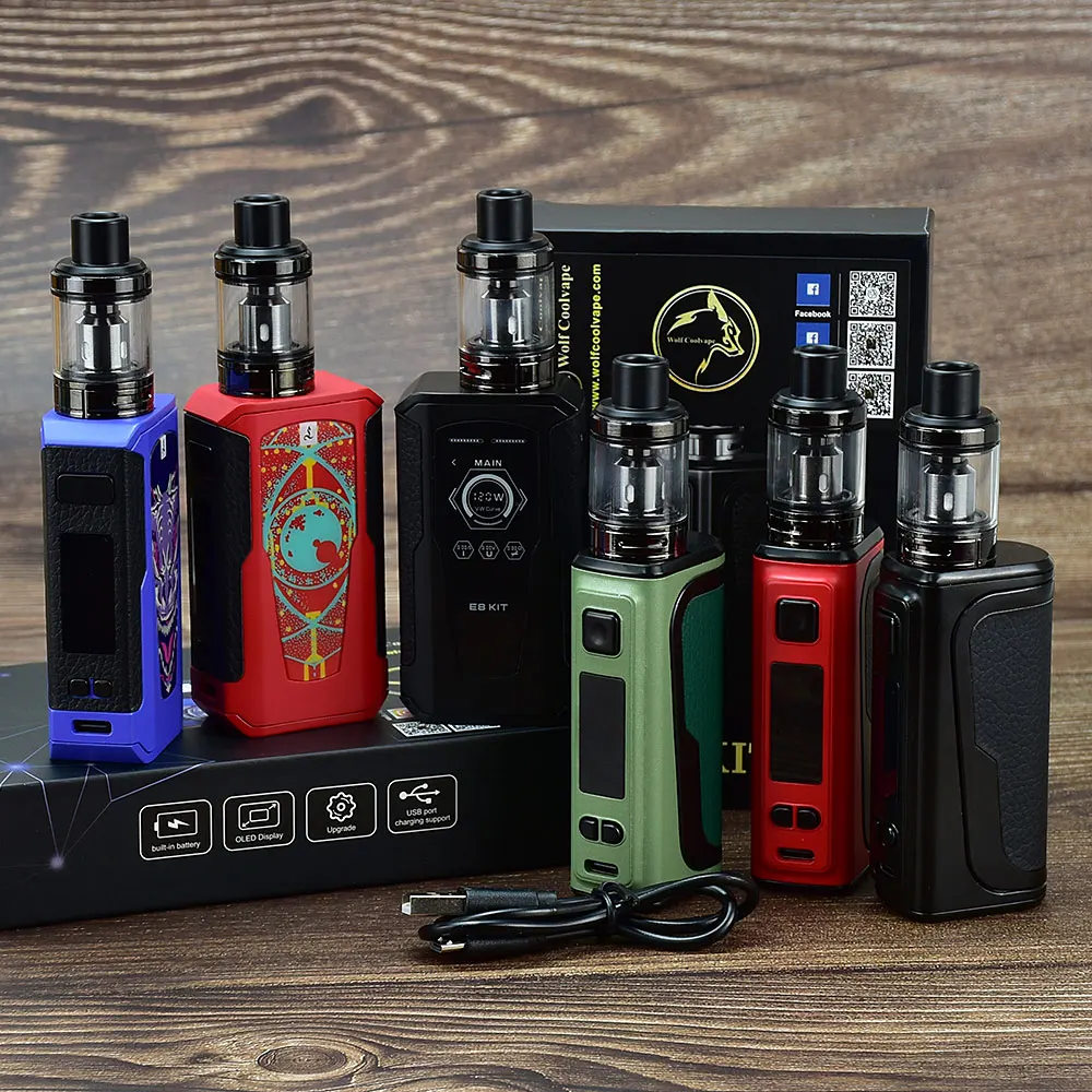 

120W Box Mod E Cigarette Kit Vape Pen 2200mah Battery 2.5ml Atomizer OLED Screen Electronic Cigarette Vaporizer Vapor Pen Kit