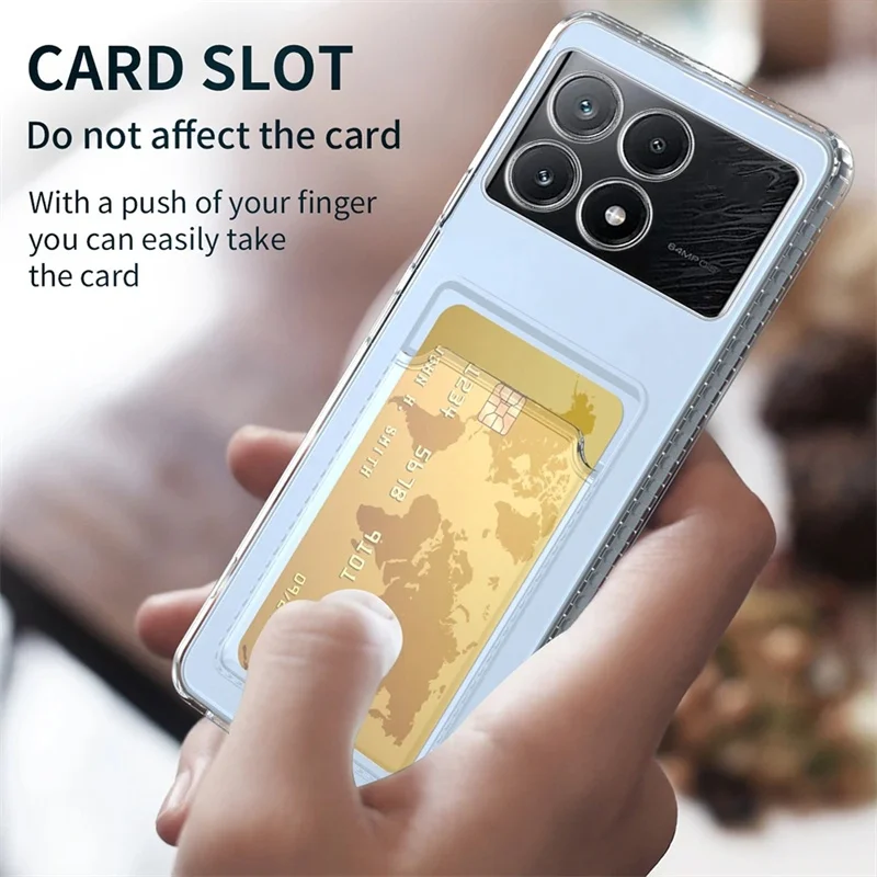 Transparent Silicone Back Cover with Card Slot Holder