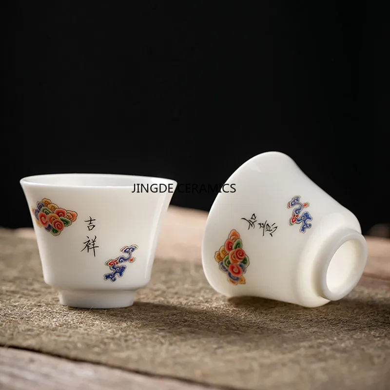 1 قطعة النمط الصيني الأبيض الخزف فنجان شاي الكونغ...