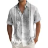 Summer Striped Printed Shirts For Men Casual Short Sleeve Button Down Loose Hawaiian Shirt Oversized Men Clothing Lapel Shirt 5