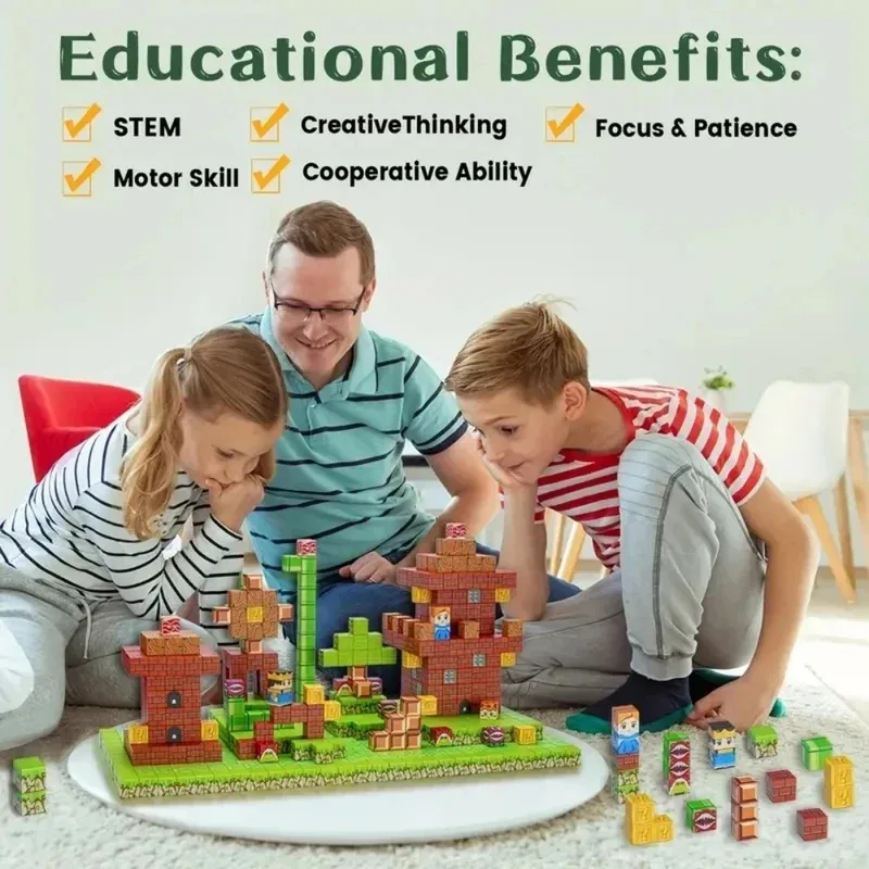 Magnetic Building Blocks Toys for Boys Girls 3+ Build Mine World