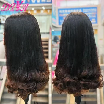2x6 HD Lace Closure Human Hair Wig with Curly Ends Virgin Hair Raw Vietnamese Human Hair Wigs Bouncy Wavy Hair Wigs for Women 1