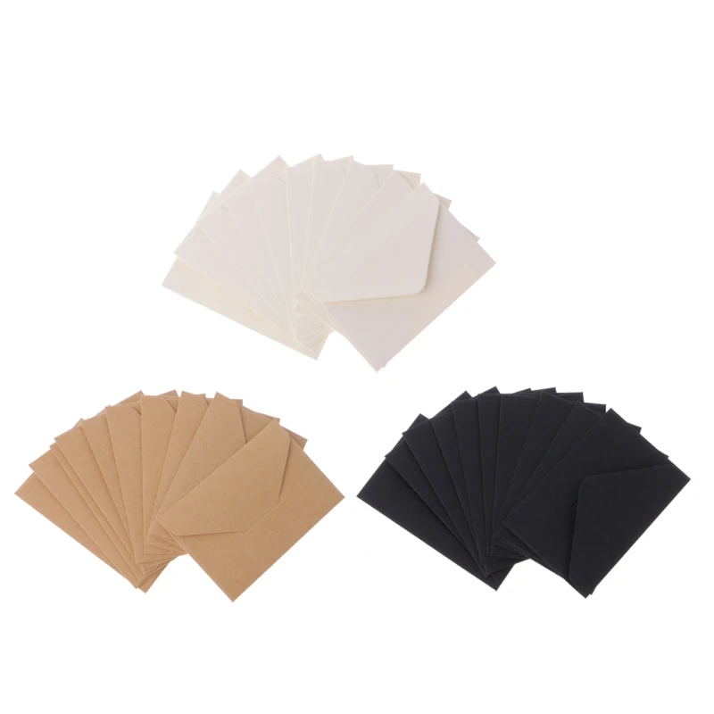 

50 pcs/lot Black White Brown Kraft Paper Envelopes Vintage European Envelope For Business Card Invitation