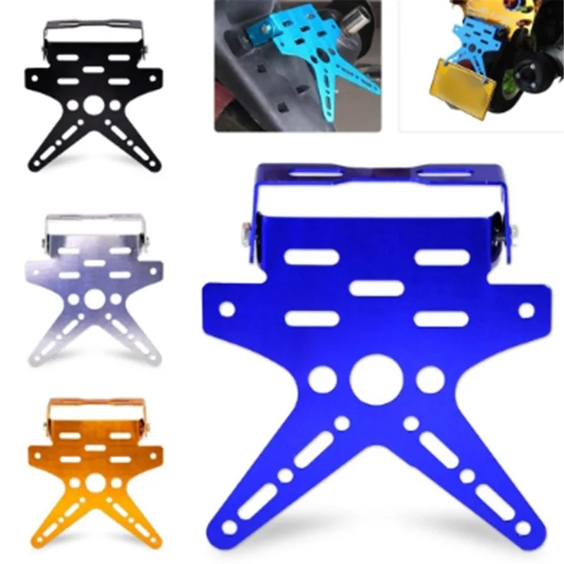 Motorcycle license plate holder Electroplate Aluminum Alloy Rear Bracket Rack Scooter Adjusted Number Plate for Motorcycle