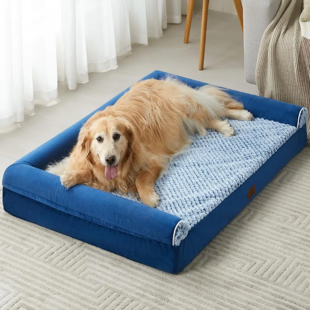 WNPETHOME Dog Beds for Large Dogs, Orthopedic Sofa Dog Bed Mat Pillow with Removable Waterproof Cover, Egg-Foam Crate Bed